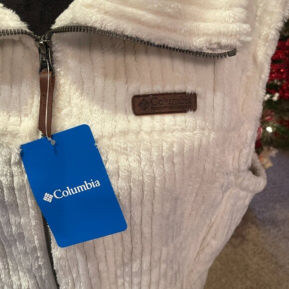 NWT Womens XL COLUMBIA Fire Side Sherpa Vest Chalk - Picture 2 of 10